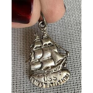 Vintage Sterling Silver charm of the USS Constitution old ironsides Boston MASS